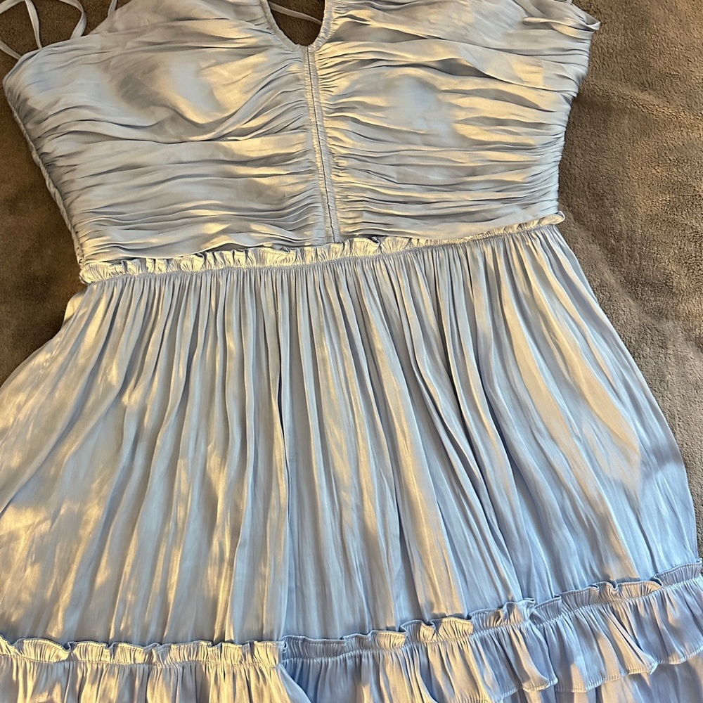 Aqua Powder Blue Satin Dress